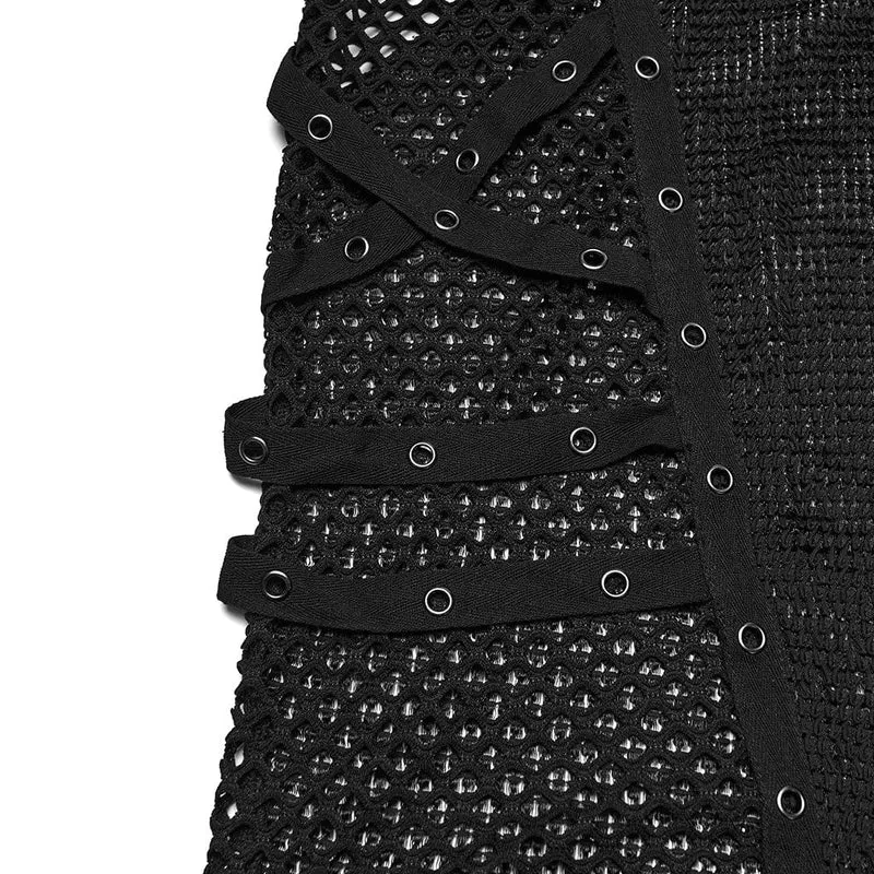 Herren Punk Eyelets Mesh T-Shirt