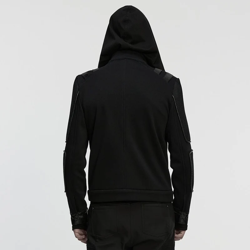 Herren-Cyberpunk-Jacke mit Cut-out-Mesh und Reißverschluss