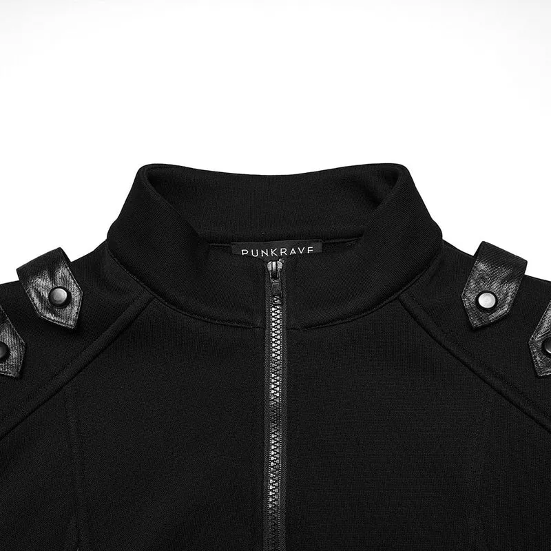 Herren-Cyberpunk-Jacke mit Cut-out-Mesh und Reißverschluss