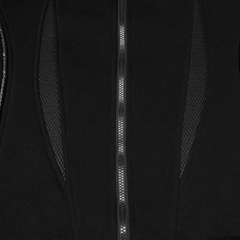Herren-Cyberpunk-Jacke mit Cut-out-Mesh und Reißverschluss