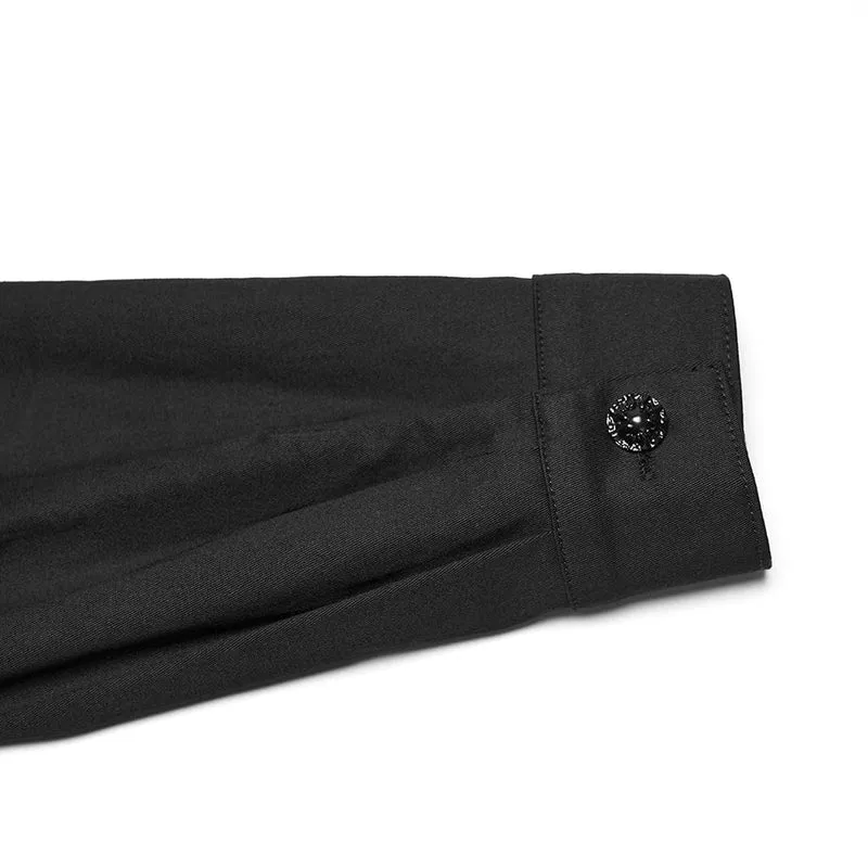 Herren-Spleißhemd mit Punk-Ösen und Umlegekragen