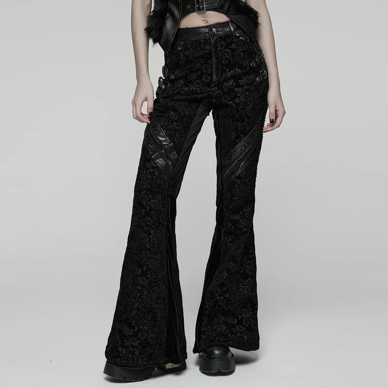 Schlaghose mit Punk-Jacquard-Schnalle für Damen