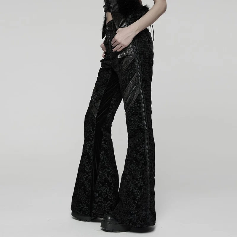 Schlaghose mit Punk-Jacquard-Schnalle für Damen