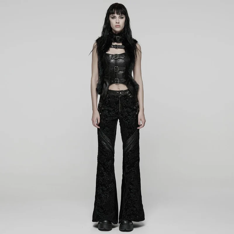 Schlaghose mit Punk-Jacquard-Schnalle für Damen