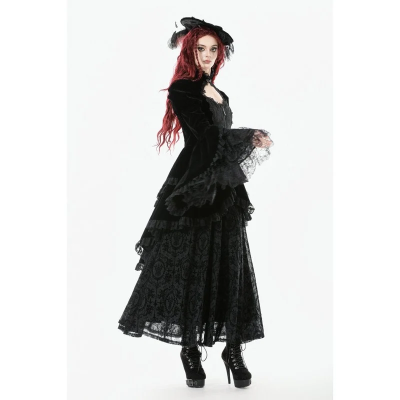 Gothic-Jacke für Damen mit Rüschen, Stufensaum, hohen und niedrigen Puffärmeln