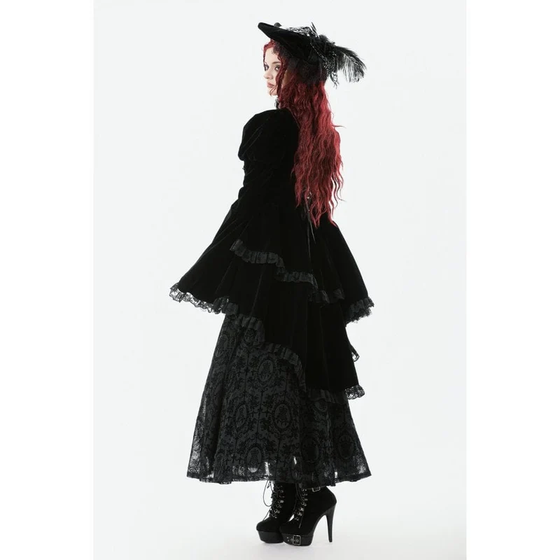 Gothic-Jacke für Damen mit Rüschen, Stufensaum, hohen und niedrigen Puffärmeln