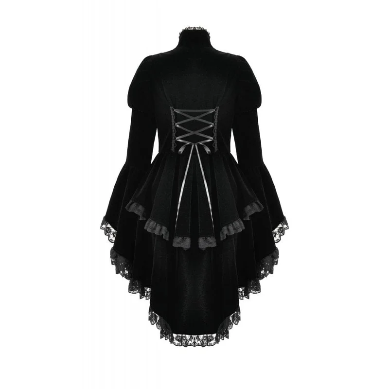 Gothic-Jacke für Damen mit Rüschen, Stufensaum, hohen und niedrigen Puffärmeln