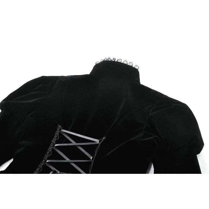 Gothic-Jacke für Damen mit Rüschen, Stufensaum, hohen und niedrigen Puffärmeln