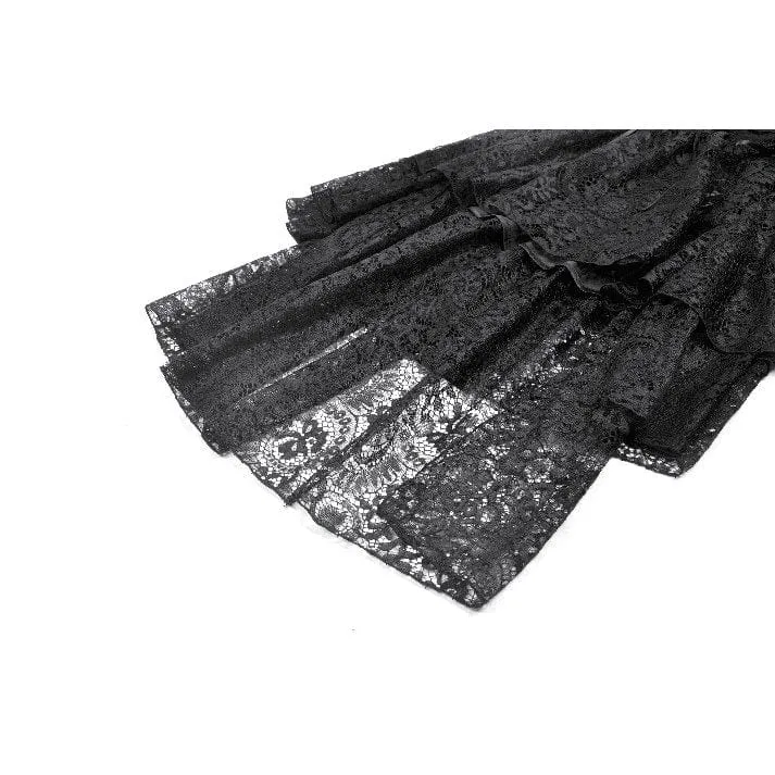 Gothic-Kleid mit mehrlagigem Schnürmuster und quadratischem Kragen für Damen