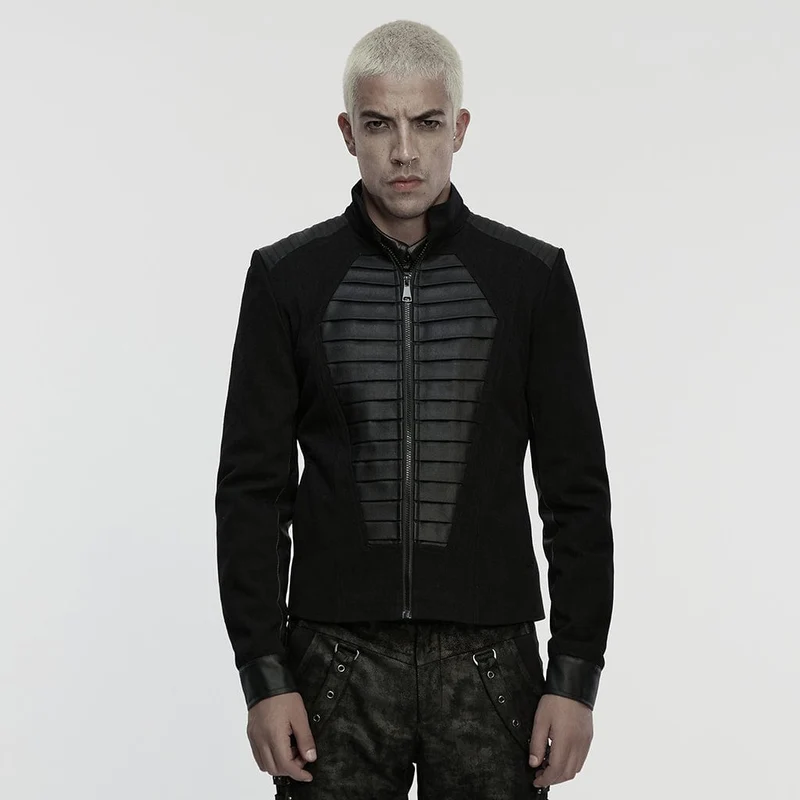 Herren Punk Plissee Stehkragenjacke