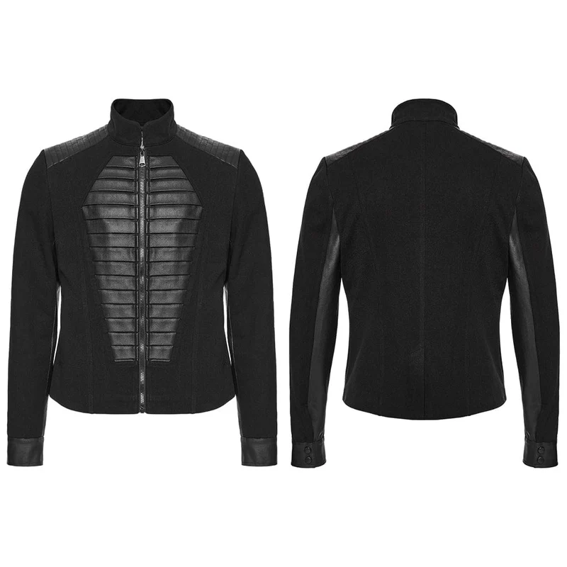 Herren Punk Plissee Stehkragenjacke