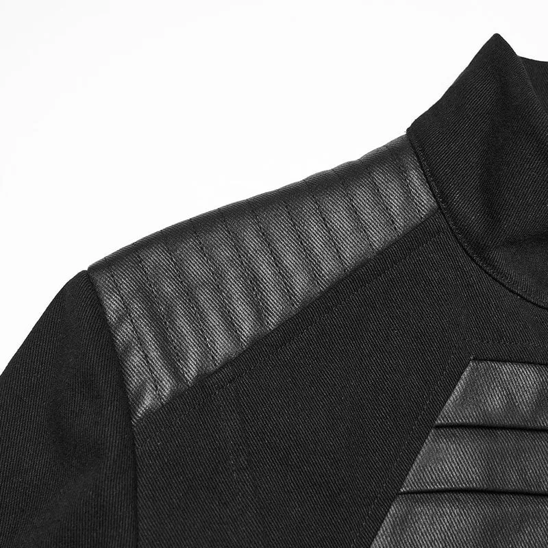 Herren Punk Plissee Stehkragenjacke
