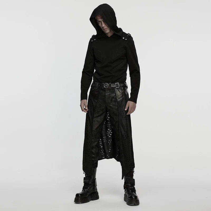 Minimalistischer Cyberpunk-Hoodie mit Schnallenriemen für Herren
