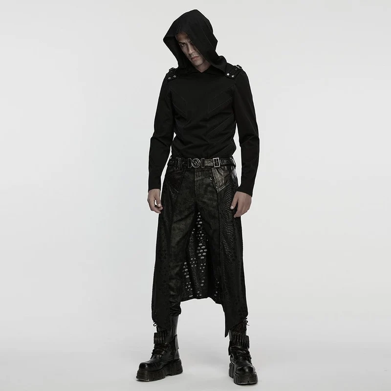 Zerfetzter Strickrock mit Punk-Schnallenriemen für Herren