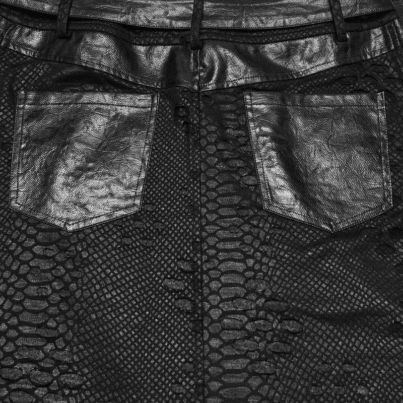 Zerfetzter Strickrock mit Punk-Schnallenriemen für Herren