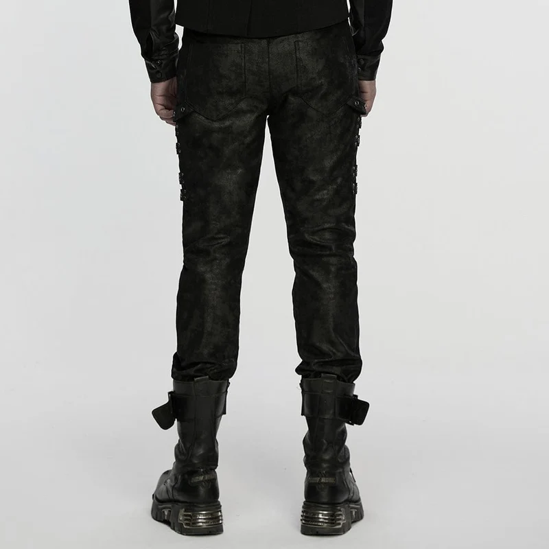 Herrenhose mit Punk-Ösenträgern und meliertem Aufdruck