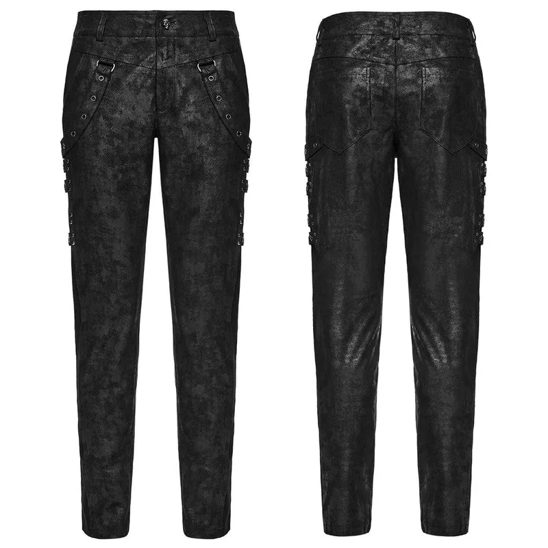 Herrenhose mit Punk-Ösenträgern und meliertem Aufdruck