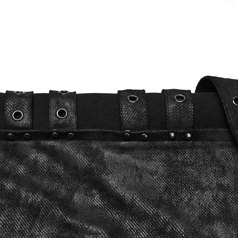 Herrenhose mit Punk-Ösenträgern und meliertem Aufdruck
