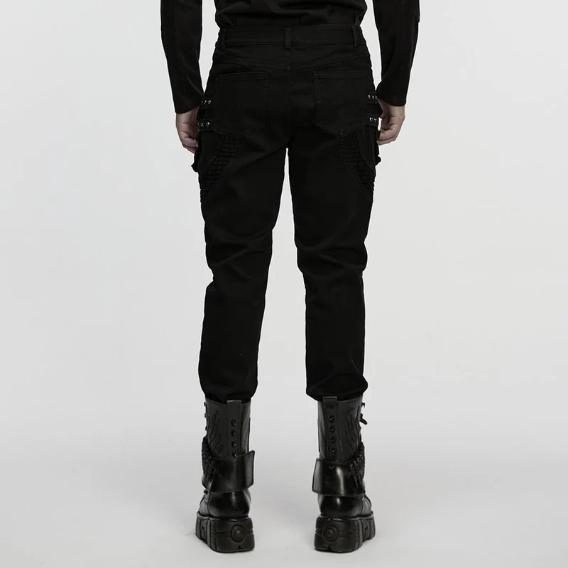 Herren Punk Plissee Nietenhose