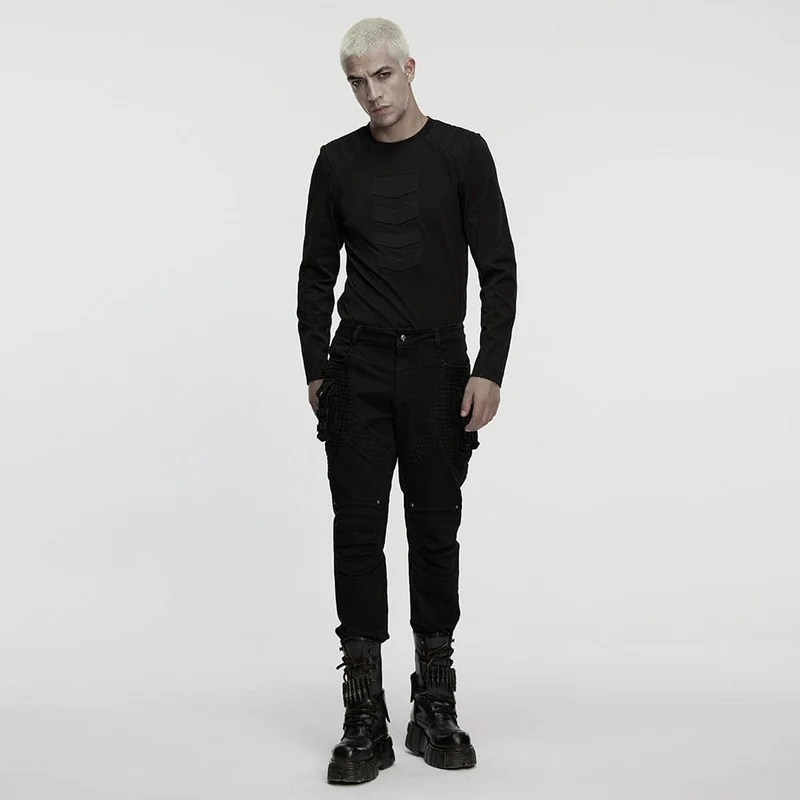 Herren Punk Plissee Nietenhose