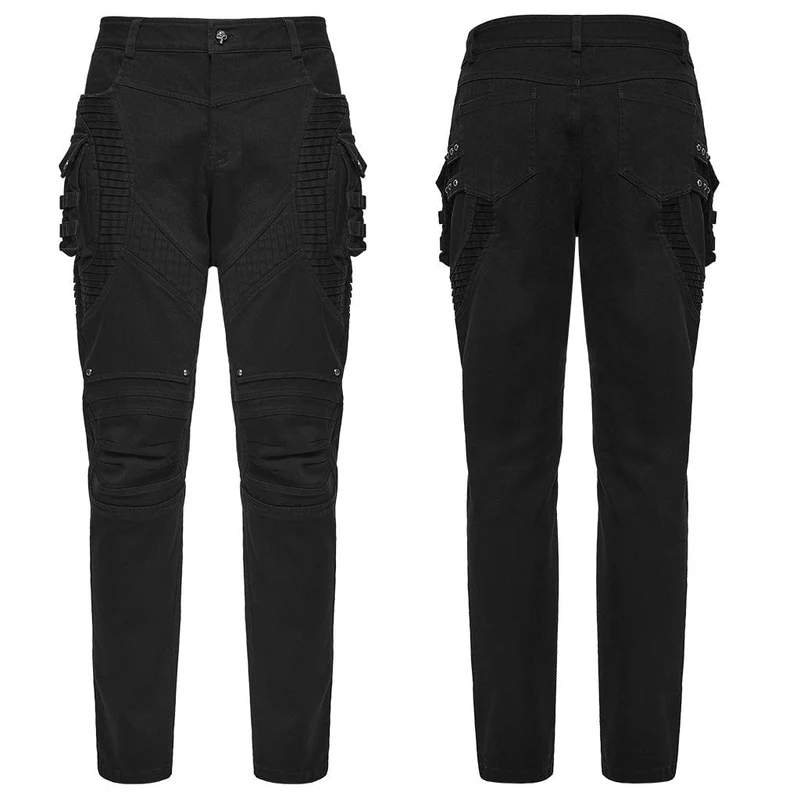 Herren Punk Plissee Nietenhose