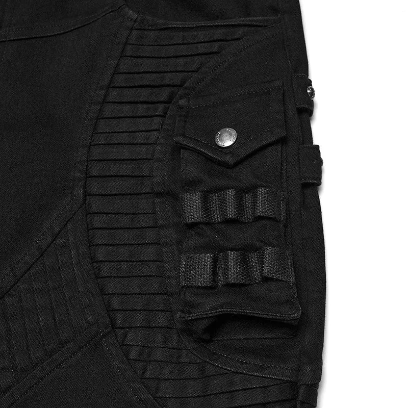 Herren Punk Plissee Nietenhose