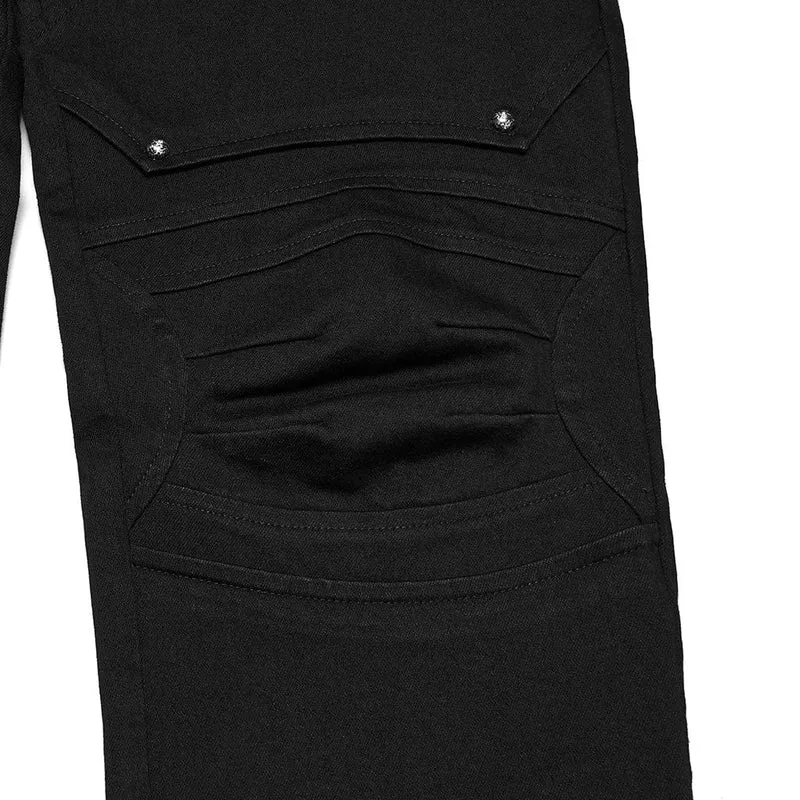 Herren Punk Plissee Nietenhose