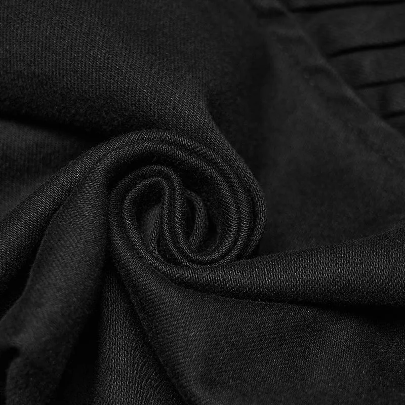 Herren Punk Plissee Nietenhose