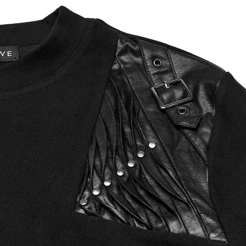 Herren-Punk-Oberteil mit Schnallenriemen und Ösen