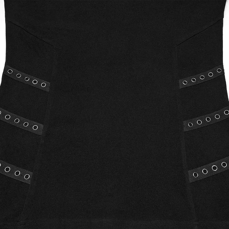 Herren-Punk-Oberteil mit Schnallenriemen und Ösen