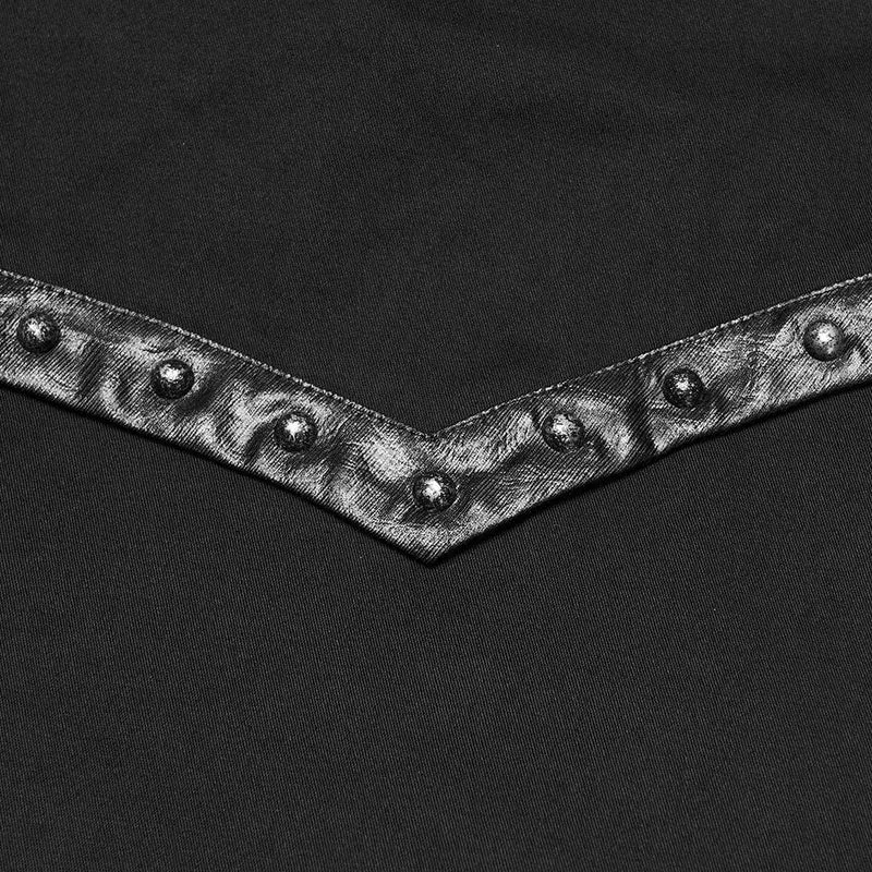 Herrenhemd mit Punk-Ösennieten und Schnallenriemen und Stehkragen
