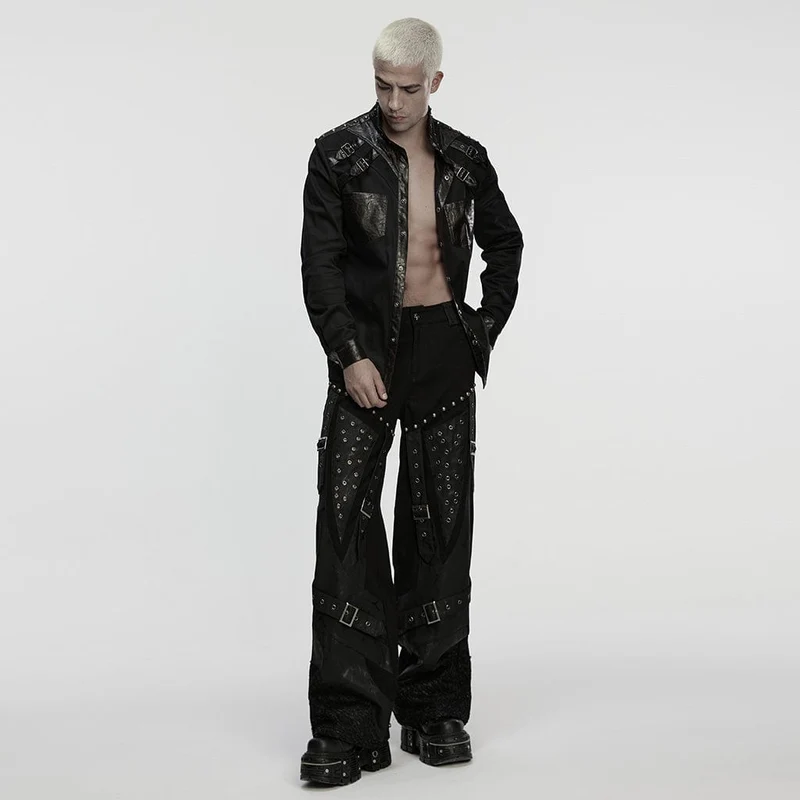 Herrenhose mit Punk-Nieten und Ösenschnalle