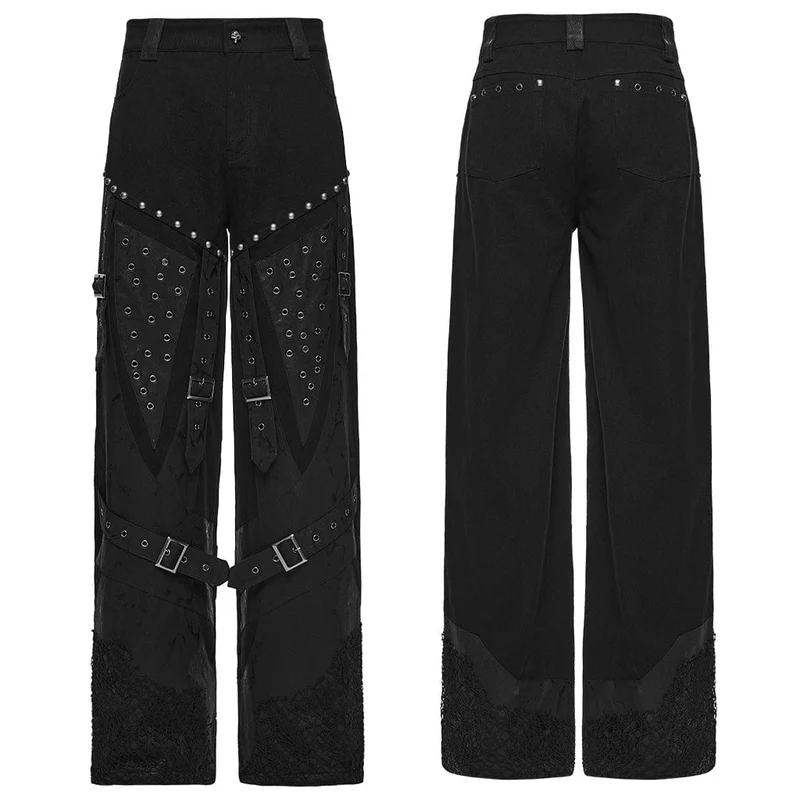 Herrenhose mit Punk-Nieten und Ösenschnalle