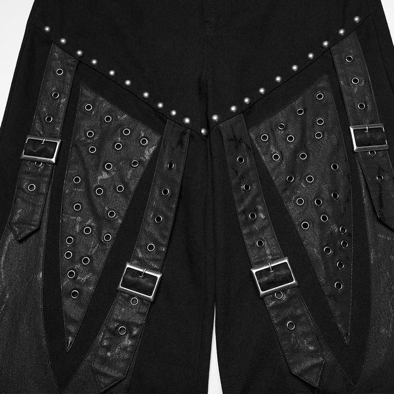 Herrenhose mit Punk-Nieten und Ösenschnalle