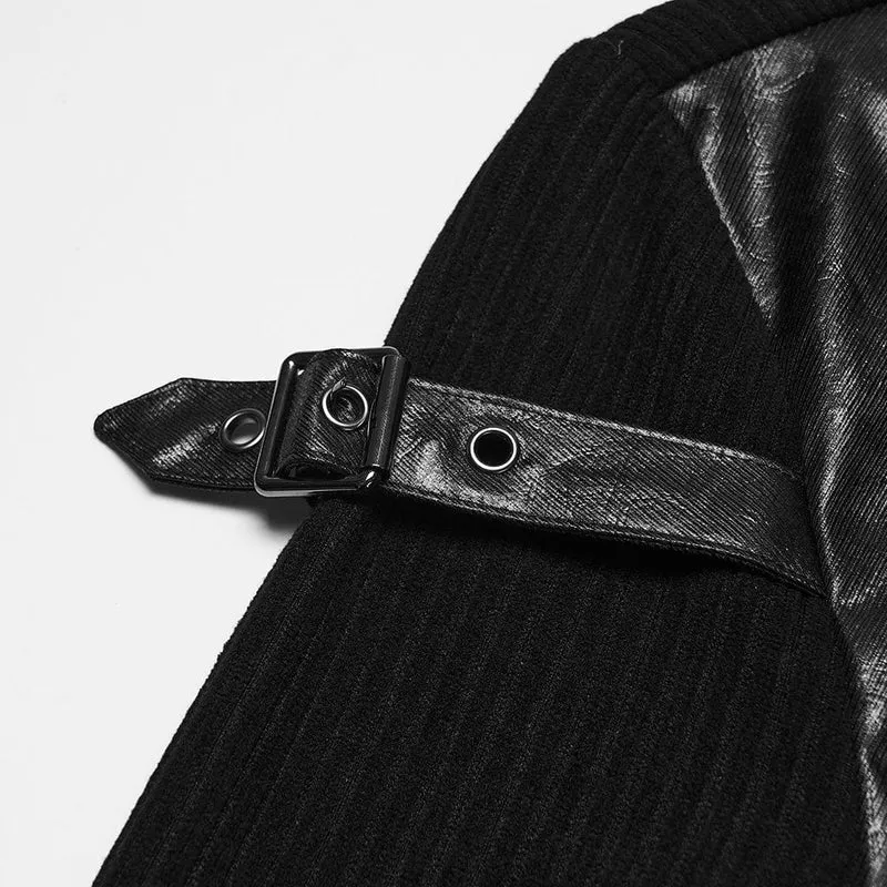 Herren-Top mit Punk-Schnallenriemen und Stehkragen
