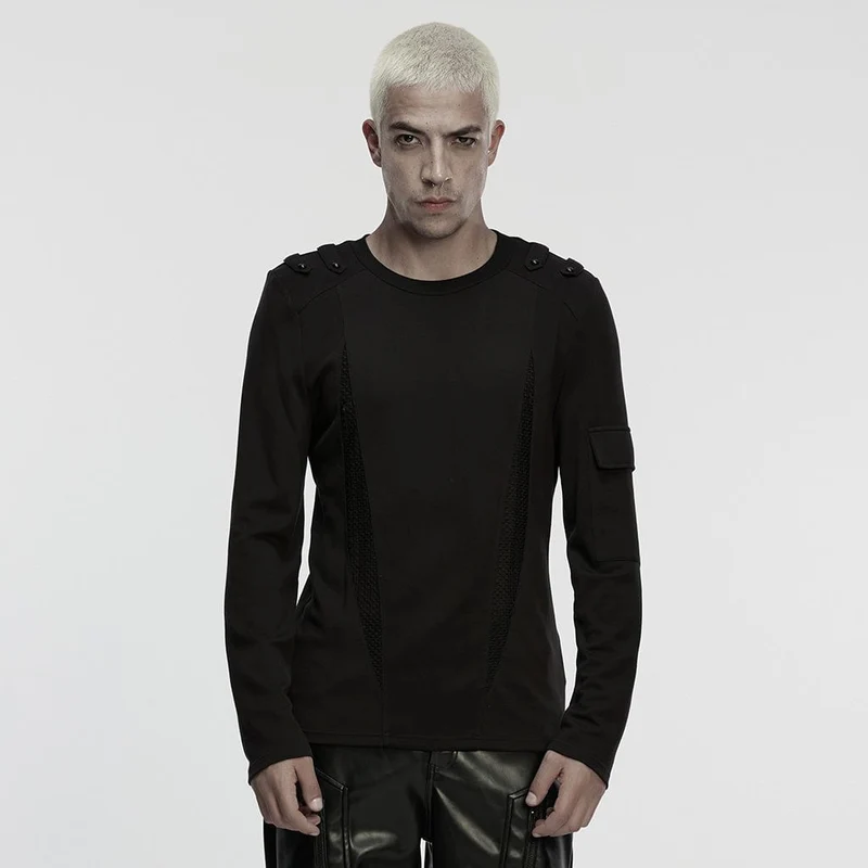 Cyberpunk Cut-out Mesh Splice T-Shirt für Herren