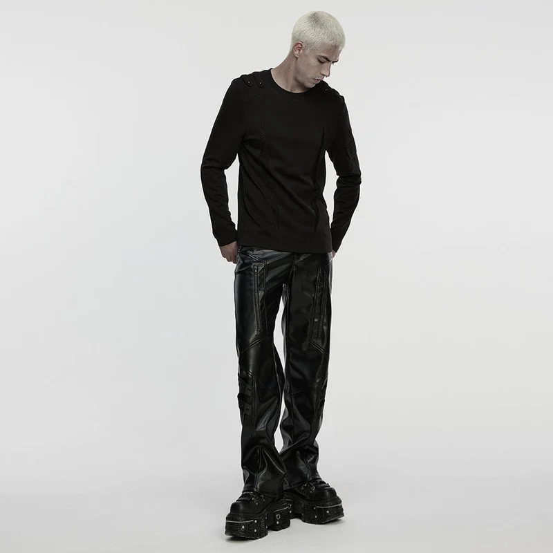 Cyberpunk Cut-out Mesh Splice T-Shirt für Herren