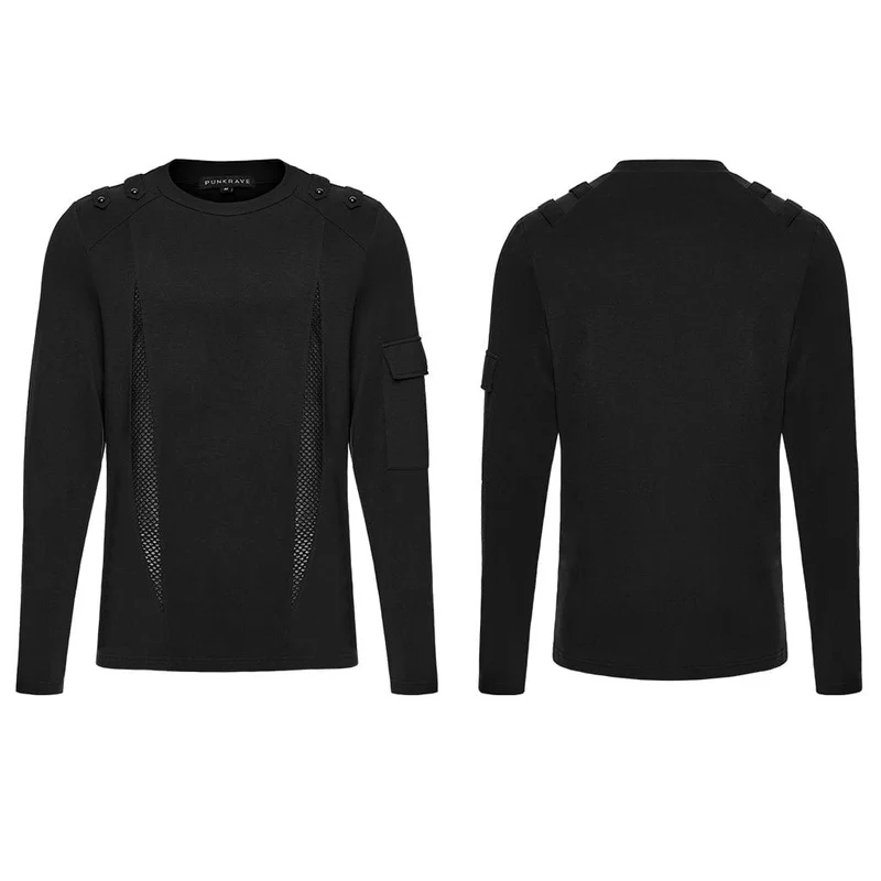 Cyberpunk Cut-out Mesh Splice T-Shirt für Herren