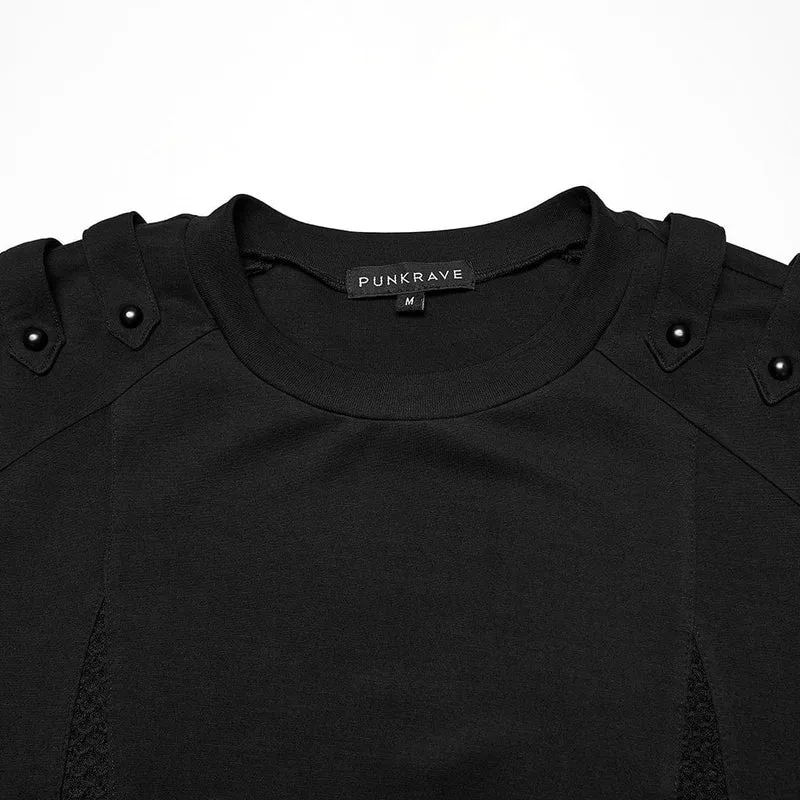 Cyberpunk Cut-out Mesh Splice T-Shirt für Herren