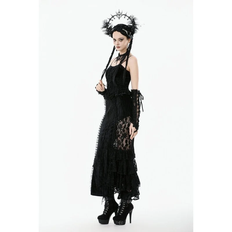 Gothic-Bustier aus besticktem Samt mit Rüschen für Damen