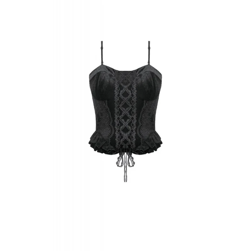 Gothic-Bustier aus besticktem Samt mit Rüschen für Damen