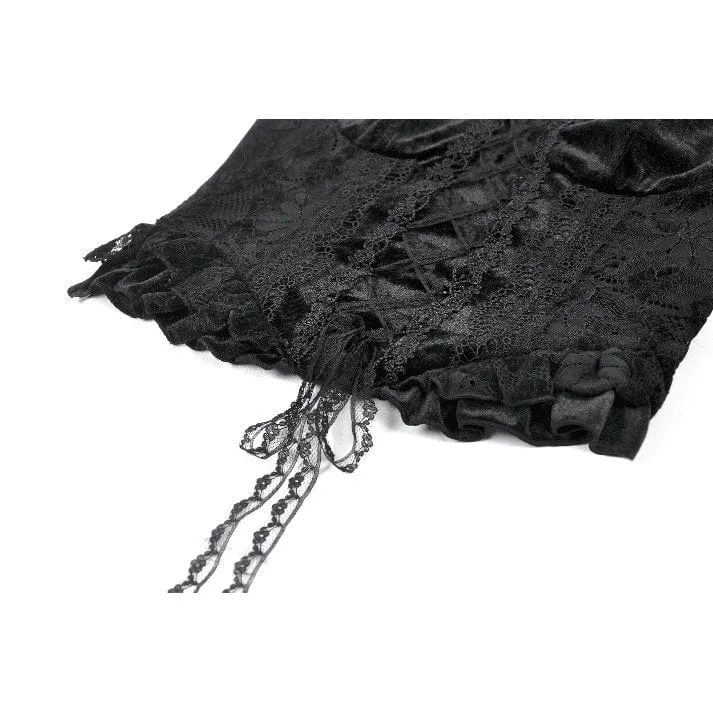 Gothic-Bustier aus besticktem Samt mit Rüschen für Damen