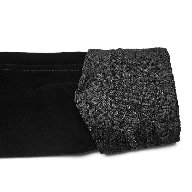 Herren Gothic Floral Jacquard Zweireihiger Reißverschlussmantel Schwarz