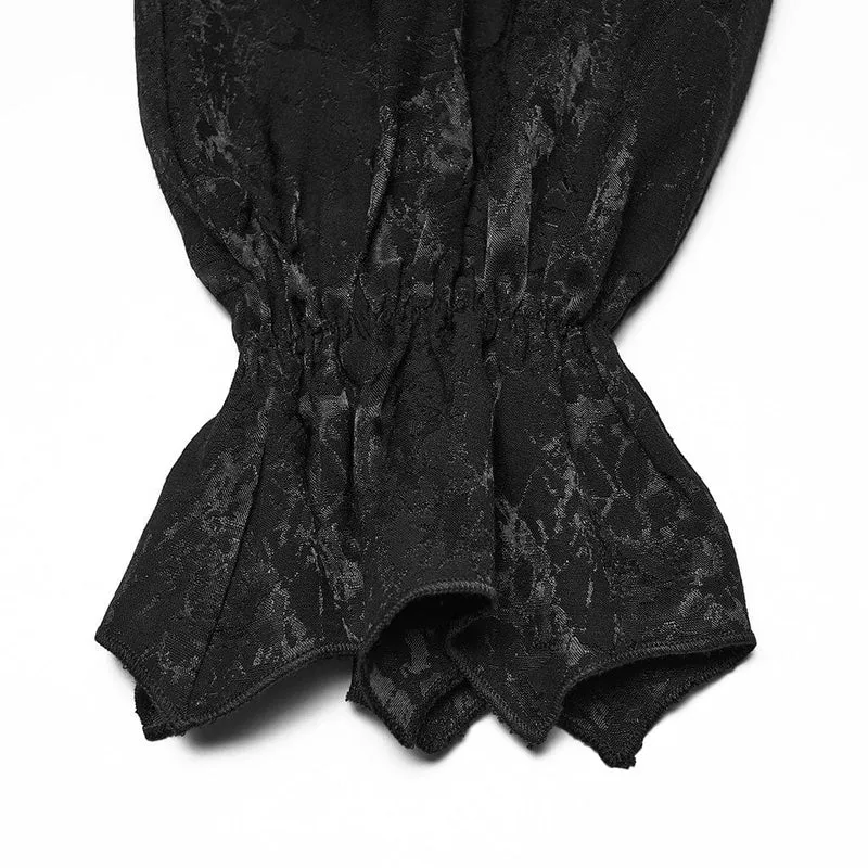 Herren Gothic Asymmetrisches Bedrucktes Puffärmelhemd Schwarz