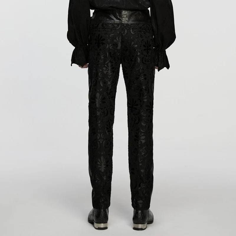 Gothic-Hose mit floraler Stickerei und Schnallenriemen für Herren