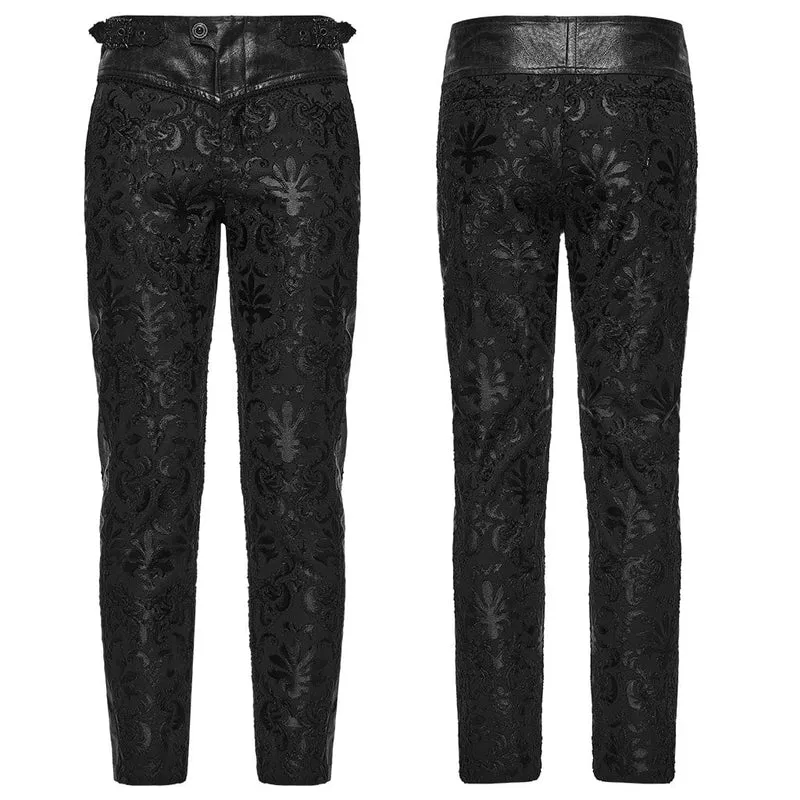 Gothic-Hose mit floraler Stickerei und Schnallenriemen für Herren