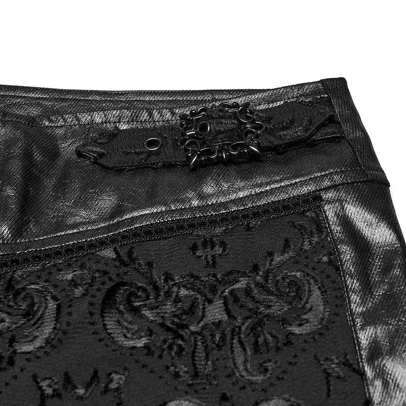 Gothic-Hose mit floraler Stickerei und Schnallenriemen für Herren