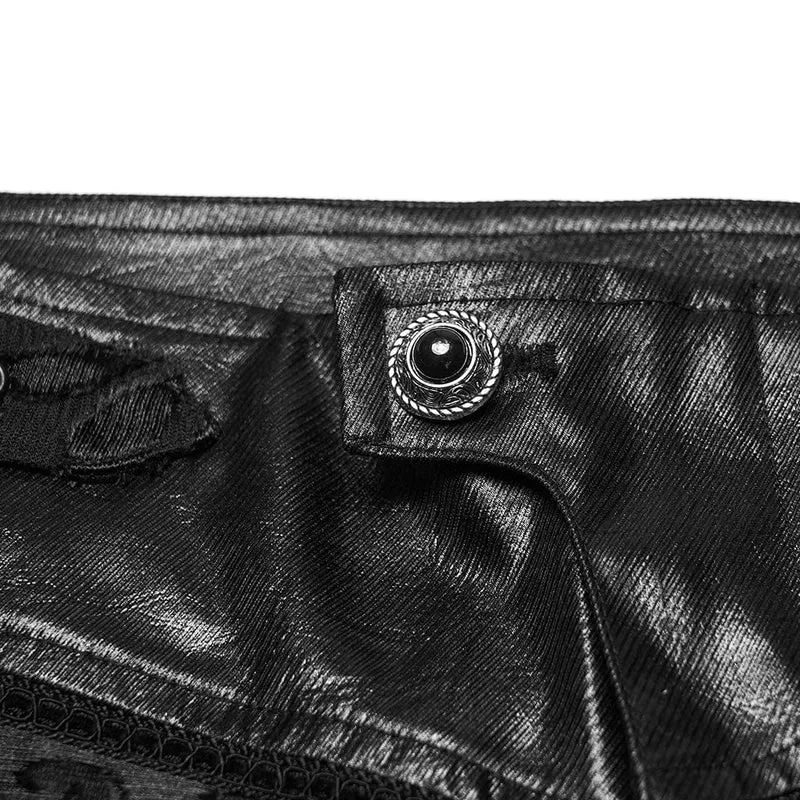 Gothic-Hose mit floraler Stickerei und Schnallenriemen für Herren