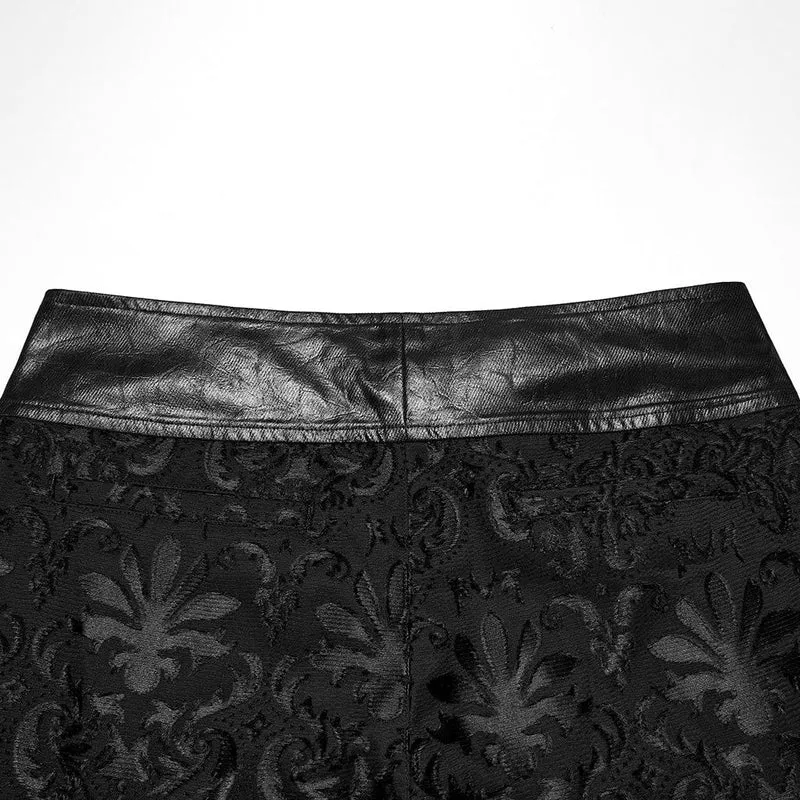 Gothic-Hose mit floraler Stickerei und Schnallenriemen für Herren