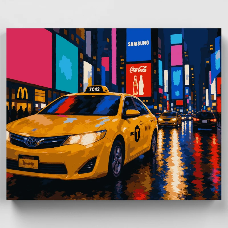 Neon Taxi Nights - Paint by Numbers Kit